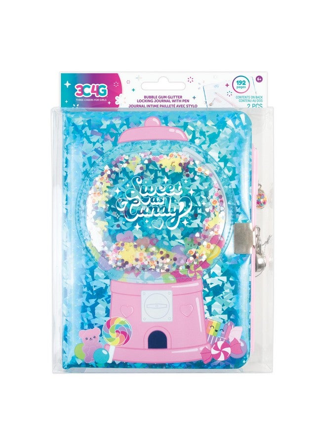 3C4G 3C4G: Bubble Gum Glitter Locking Journal with Pen - 192 Pages, Take Notes-Design-Sketch, Three Cheers for Girls, Tweens & Kids Ages 6+  - Image 1