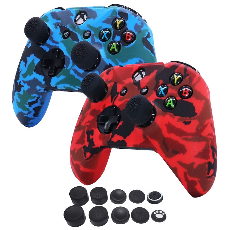 Skins for Xbox One S/X Controller ,HLRAO Silicone Cover Protector Case Accessories Set for Microsoft Xbox 1 Wireless/Wired Gamepad Joystick with 8 x FPS Pro Thumb Grip Caps + 2 Caps.