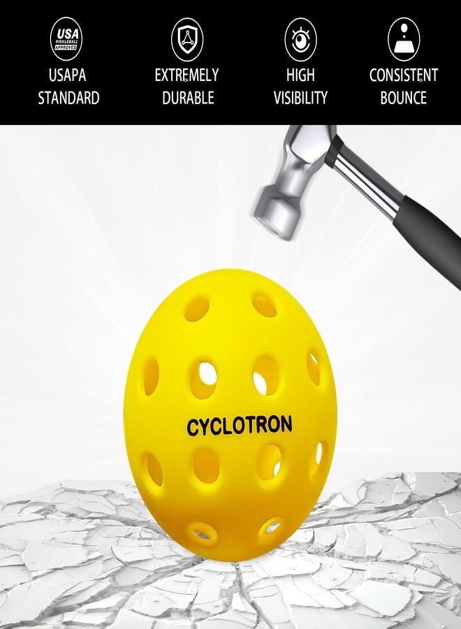 CYCLOTRON6-Pack Premium Pickleball Balls - USAP Approved, 40 Holes Outdoor/Indoor Pickle Balls with Bag, Perfectly Balanced, High Bounce True Flight, Pickle Ball for Tournament Play (Yellow) - Image 3