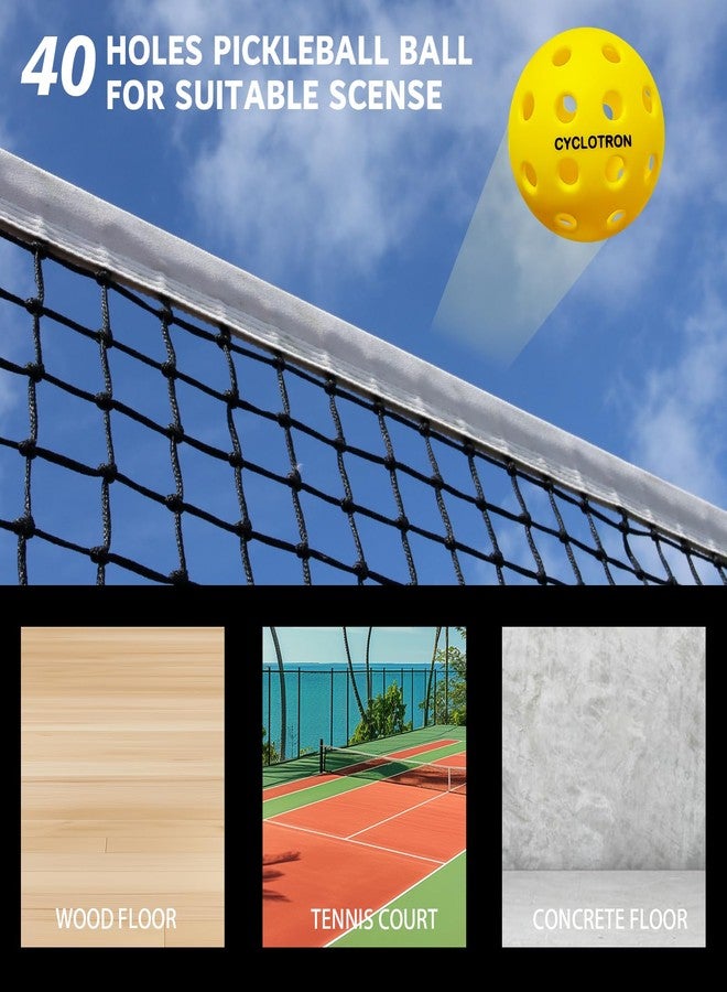 CYCLOTRON6-Pack Premium Pickleball Balls - USAP Approved, 40 Holes Outdoor/Indoor Pickle Balls with Bag, Perfectly Balanced, High Bounce True Flight, Pickle Ball for Tournament Play (Yellow) - Image 4