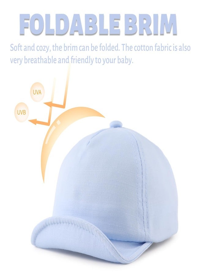 OMUKY Cotton Baby Toddler Hat Sun Protection Toddler Baseball Hat Infant Boys Girls Beach Cap Cute Baby Baseball Cap Spring Summer 3M-18M(Sky Blue) - Image 3