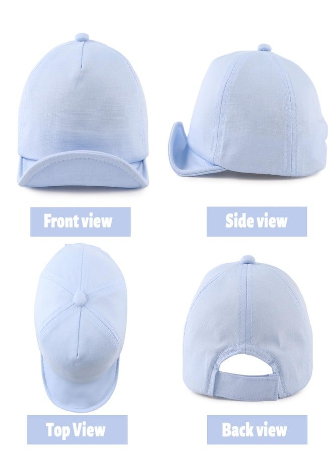OMUKY Cotton Baby Toddler Hat Sun Protection Toddler Baseball Hat Infant Boys Girls Beach Cap Cute Baby Baseball Cap Spring Summer 3M-18M(Sky Blue) - Image 2