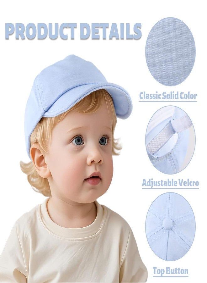 OMUKY Cotton Baby Toddler Hat Sun Protection Toddler Baseball Hat Infant Boys Girls Beach Cap Cute Baby Baseball Cap Spring Summer 3M-18M(Sky Blue) - Image 4