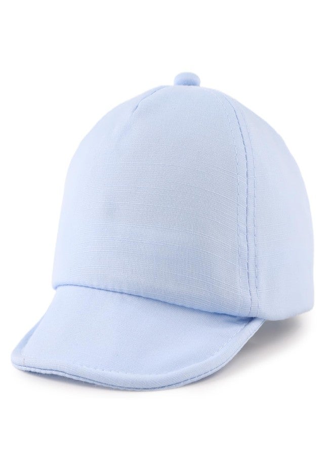 OMUKY Cotton Baby Toddler Hat Sun Protection Toddler Baseball Hat Infant Boys Girls Beach Cap Cute Baby Baseball Cap Spring Summer 3M-18M(Sky Blue) - Image 1