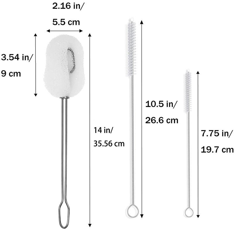 ALINK 6-Pack Sponge Bottle Dish Brush with Handle, Non-Scratch Washing Scrubber Cleaner for Wine/Whiskey Glass, Cups, Tumblers with 3 Refill Heads and 2 Straw Brush - Image 2