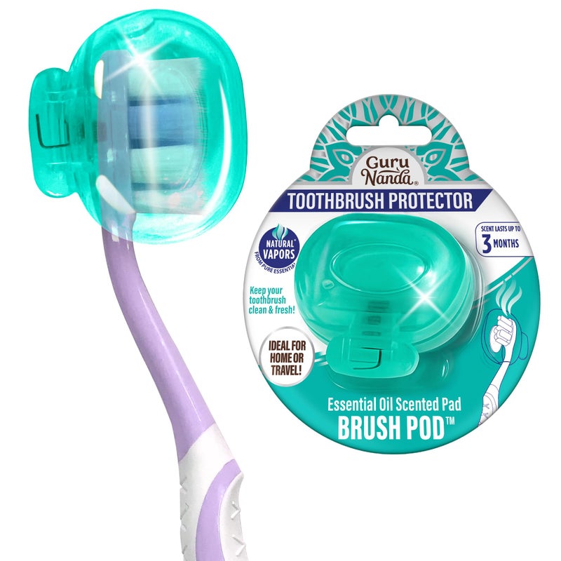 GuruNanda Brush Pods - Toothbrush Cover for Manual & Electric Toothbrush, Keeps Toothbrush Fresh & Clean, Travel Accessories with Natural Essential Oil Vapors, 1 Pack - Image 1