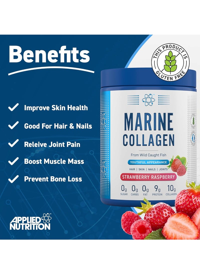 Applied Nutrition Marine Collagen Powder Healthy Skin, Hair, Nails - Strawberry & Raspberry - (300g)  - Image 3