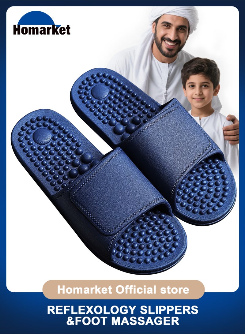 هومار كيت نعال تدليك بالضغط على نقاط معينة من الجسم لعلاج التهاب اللفافة الأخمصية للنساء والرجال، نعال الوخز بالإبر لعلاج التهاب المفاصل والاعتلال العصبي وتسكين الألم، صنادل تدليك غير قابلة للانزلاق، هدايا نسائية لتخفيف التوتر أثناء الاستحمام (أزرق) - Image 1