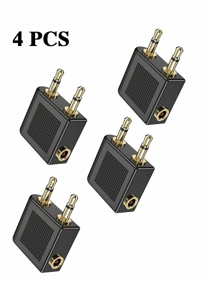 Realfrog Airplane Headphone Adapter, 4 Pcs Gold Plated 3.5mm Male to 3.5mm Female Stereo Aux Jack Headphone Adapter Compatible with More Headphones  - Image 1