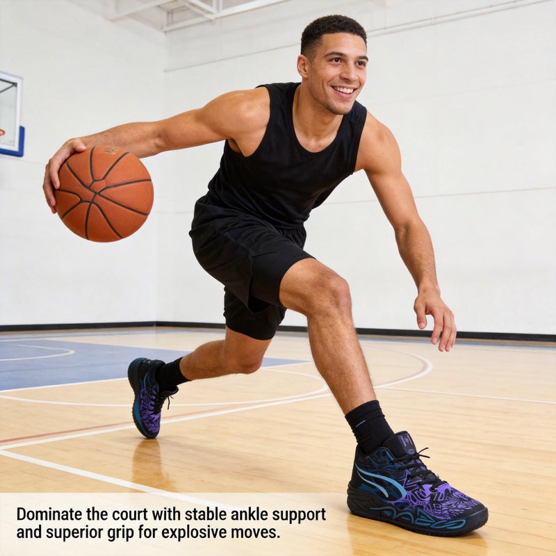 CTKVbmeoi Y2K Basketball Boots Mesh Breathable Fire Stylish Shoes for Sports and Casual Wear with Unique Flame Design Mid-Top Casual Ankle (Black,8) - Image 1