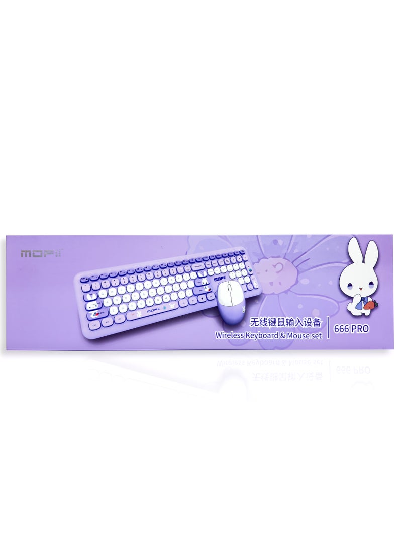 MOFii Mofi Wireless Keyboard and Mouse set - 666 Pro - Purple Mixed Color 