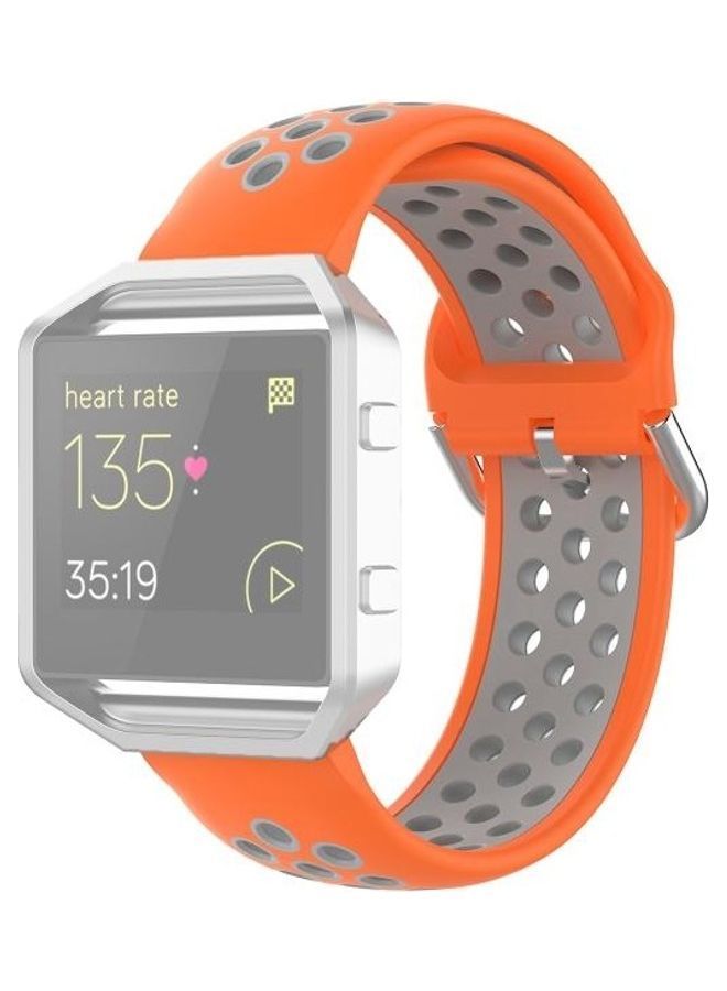 NIBEMINENT Sports Two Colors Silicone Replacement Strap For Fitbit Versa 2/Versa/Versa Lite/Blaze Orange/Grey - Image 1