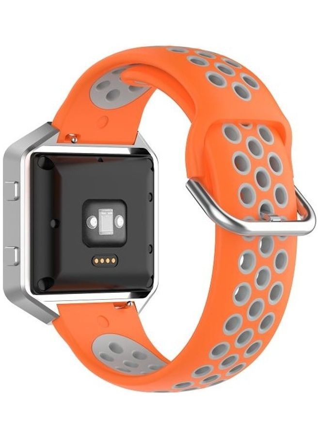 NIBEMINENT Sports Two Colors Silicone Replacement Strap For Fitbit Versa 2/Versa/Versa Lite/Blaze Orange/Grey - Image 5