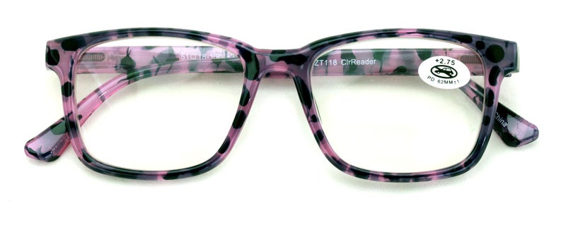 V.W.E. Women Progressive Reading Glasses No Line Clear on Top Bifocals Reader - Marble Print (Purple, 2.00, x) - Image 1