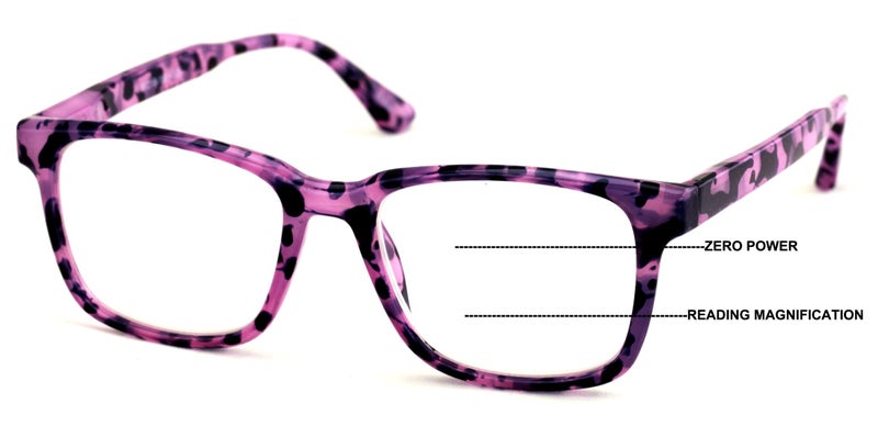 V.W.E. Women Progressive Reading Glasses No Line Clear on Top Bifocals Reader - Marble Print (Purple, 2.00, x) - Image 2