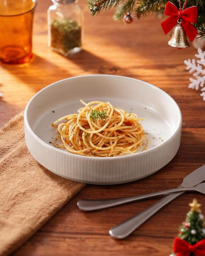 famiware Star 8.25" Pasta Bowls, Large Dinner Bowls Set of 4, Salad Bowl Plates, Shallow Bowls for Eating, Matte White (Full Glaze) - Image 3