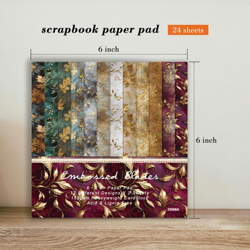 EAMOTOL Autumn Leaves Scrapbook Paper Pad, 24 Sheets 6 x 6 Inch Vintage Patterned Designed Wedding Decorative Decoupage for Card Making Folded Supplies Gift Wrapping Journals DIY Crafts Photo Album - Image 4