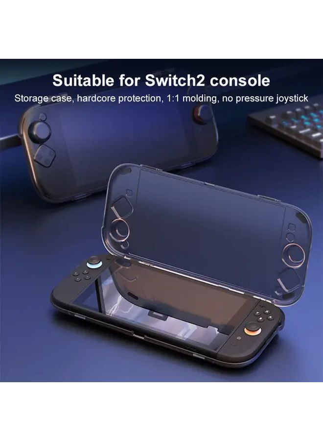 Transparent Black Hard Protective Case For Nintendo Switch 2 With Dual Display Compatibility - Image 1