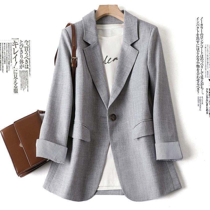 plus Size Womens Tailored Jacket 300 Pounds Spring Autumn Korean Style Slim Fit Long Sleeve Polyester Comfortable Commute Apricot  - Image 3