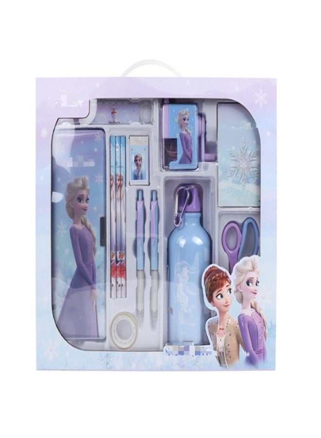 general Elsa Princess Stationery Gift Set for Elementary Middle School Students Includes Pencil Case Sharpener Scissors Ruler Eraser Water Bottle Pencils Notebook Tape Ballpoint Pens