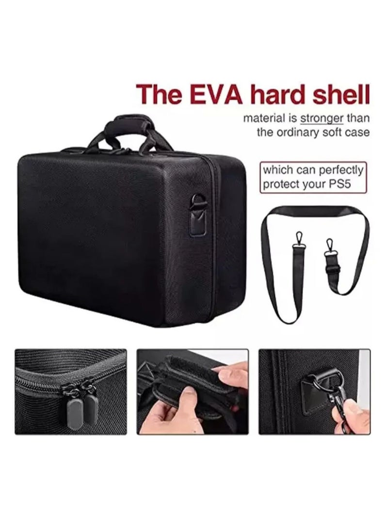 Travel Case for PS5 Hard Case Shockproof Case Deluxe Waterproof Shoulder Bag for PS5 SlimDisc, Digital Console Storage organizer for console cables and other accessories in black - Image 5