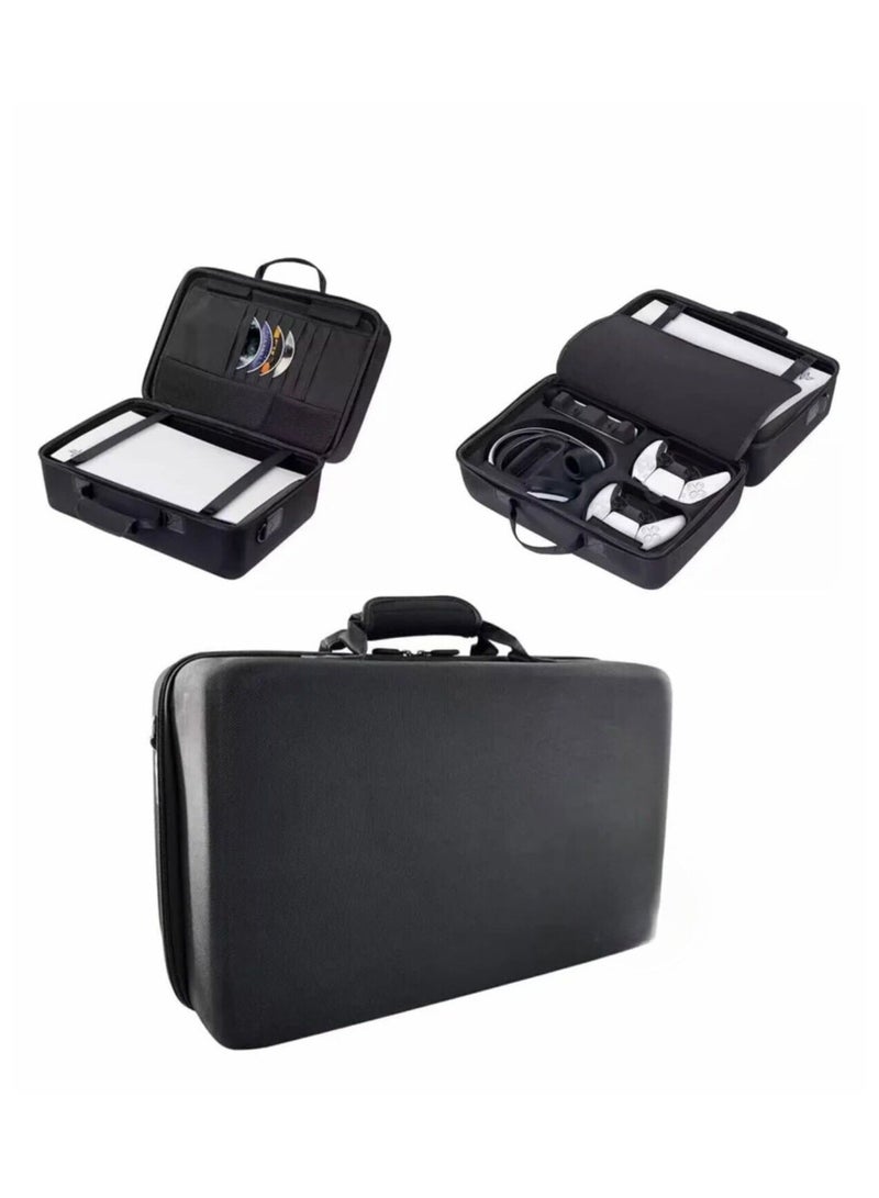 Travel Case for PS5 Hard Case Shockproof Case Deluxe Waterproof Shoulder Bag for PS5 SlimDisc, Digital Console Storage organizer for console cables and other accessories in black - Image 1