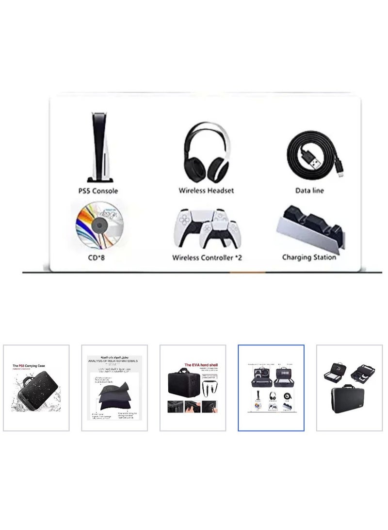 Travel Case for PS5 Hard Case Shockproof Case Deluxe Waterproof Shoulder Bag for PS5 SlimDisc, Digital Console Storage organizer for console cables and other accessories in black - Image 3