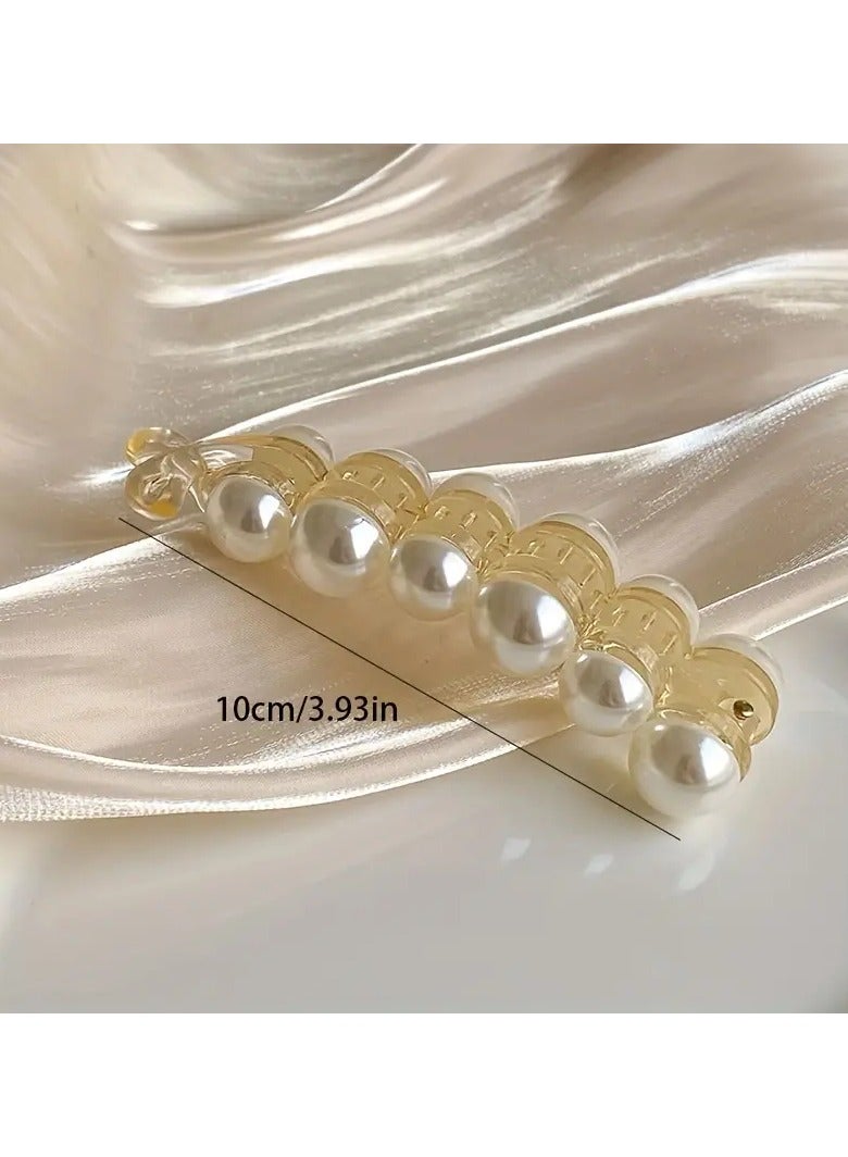Goolsky 1pc Faux Pearl Decorative Ponytail Banana Shape Hair Clip, Ideal Choice For Gifts - Image 5