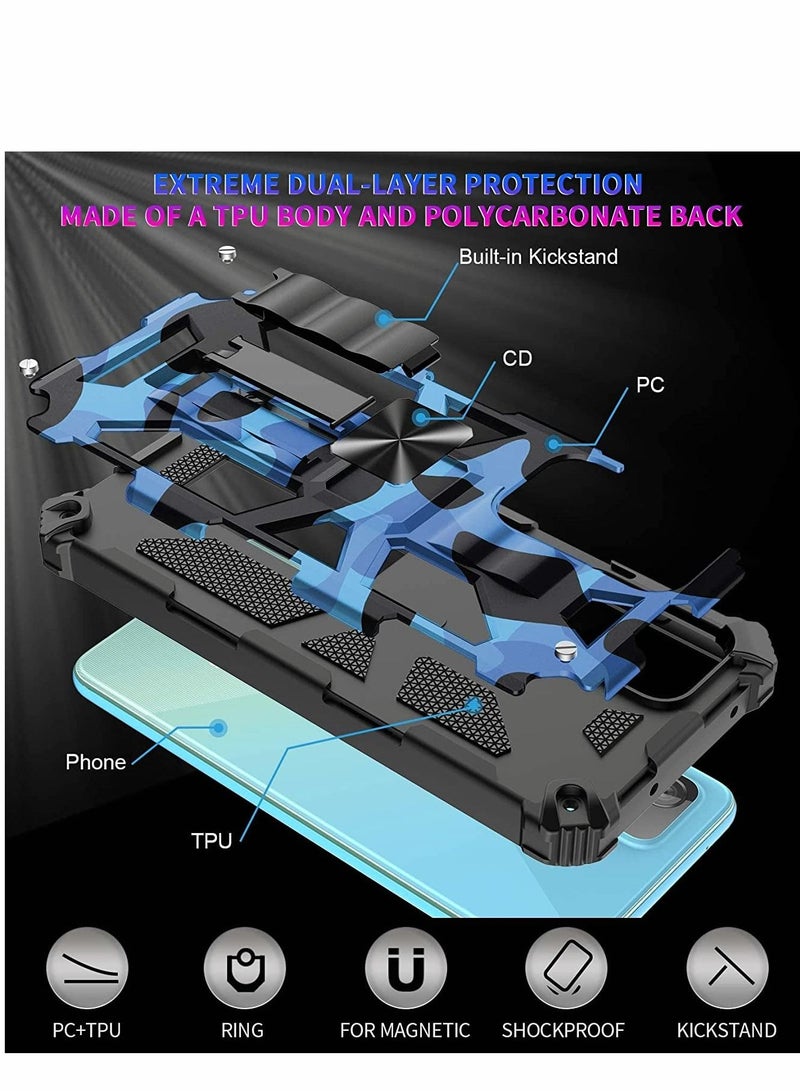 SYOSI Case for Samsung A13 5G/4G Heavy Duty Shockproof Protection Military Grade Camouflage Built-in Magnetic Kickstand Stand Cover Galaxy Dark Blue - Image 5