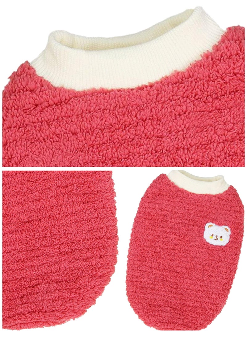 A.M Lamp Stripe Plush Dog Sweater, Dog Clothes Warm Plush Dog Vest for Daily Outdoor Wear for Small Dog Cat Puppy Cute Kitten - Image 3