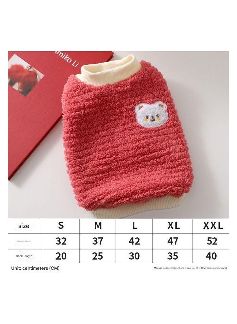 A.M Lamp Stripe Plush Dog Sweater, Dog Clothes Warm Plush Dog Vest for Daily Outdoor Wear for Small Dog Cat Puppy Cute Kitten - Image 4