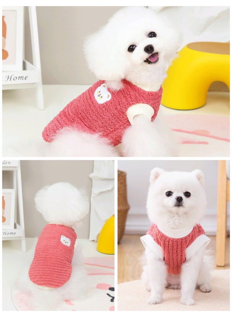 A.M Lamp Stripe Plush Dog Sweater, Dog Clothes Warm Plush Dog Vest for Daily Outdoor Wear for Small Dog Cat Puppy Cute Kitten - Image 2