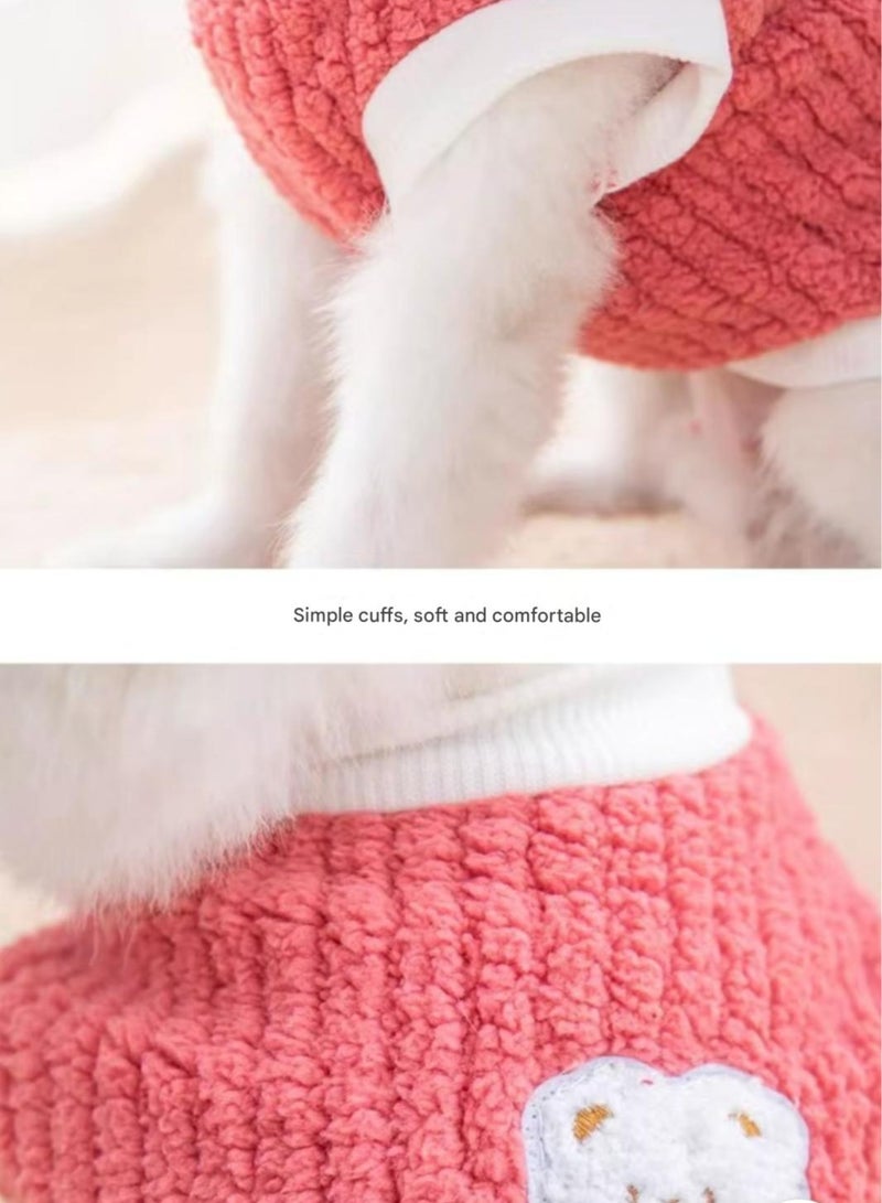 A.M Lamp Stripe Plush Dog Sweater, Dog Clothes Warm Plush Dog Vest for Daily Outdoor Wear for Small Dog Cat Puppy Cute Kitten - Image 5