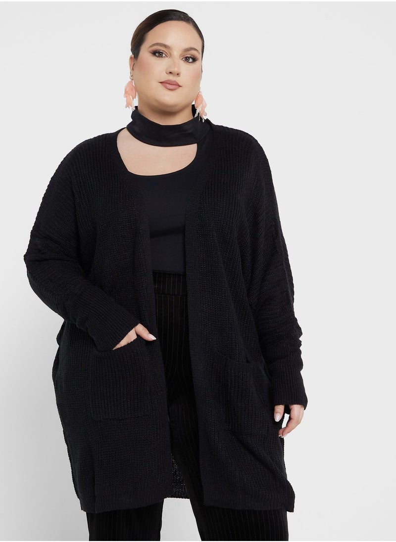 Ella Plus - Open Front Pocket Detail Cardigan - Image 1