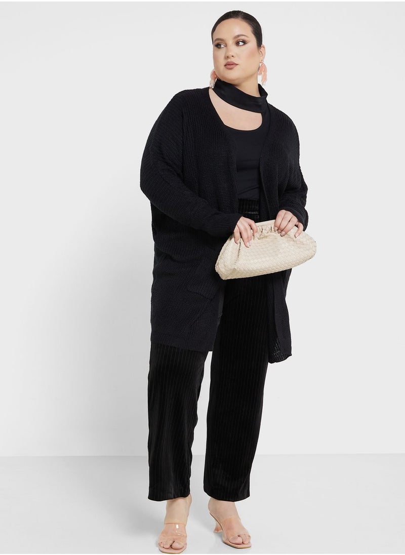 Ella Plus - Open Front Pocket Detail Cardigan - Image 1