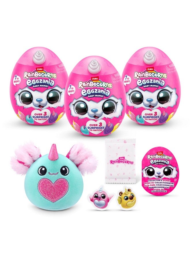 Rainbocorns Rainbocorns Eggzania Baby Mania by ZURU, Plush Surprise Unboxing with Animal Soft Toy, for Girls (3 Pack) - Image 1