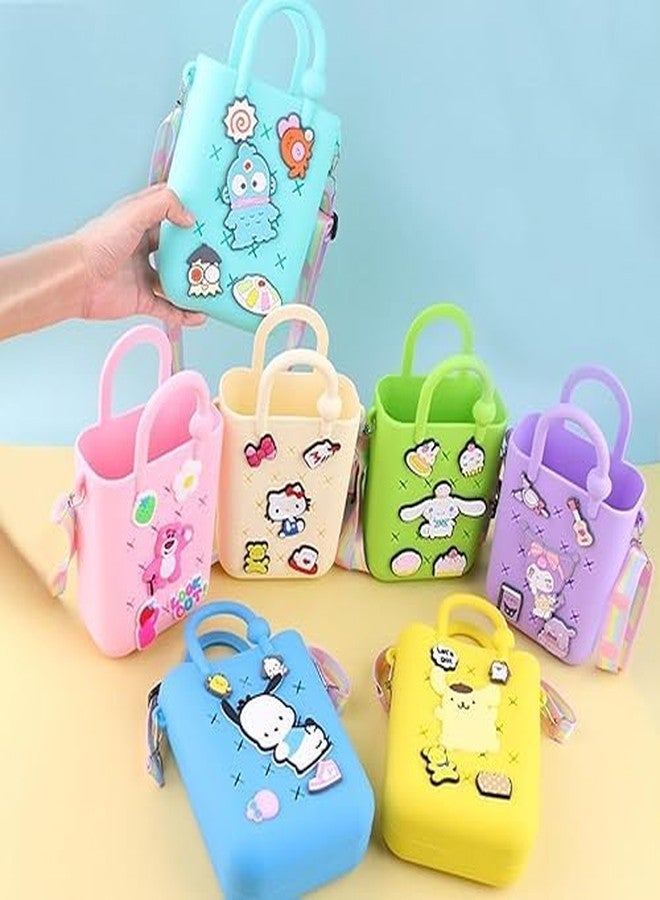 CALYXIA Rubber Beach Bags Fashion Open Tote Bag with Charms Beach Basket Bag Tote Bag beige (Multicolor) (1 Pcs) - Image 3