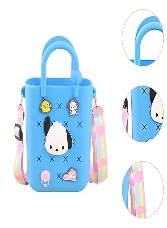 CALYXIA Rubber Beach Bags Fashion Open Tote Bag with Charms Beach Basket Bag Tote Bag beige (Multicolor) (1 Pcs) - Image 5