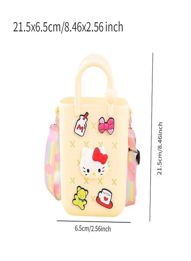 CALYXIA Rubber Beach Bags Fashion Open Tote Bag with Charms Beach Basket Bag Tote Bag beige (Multicolor) (1 Pcs) - Image 4