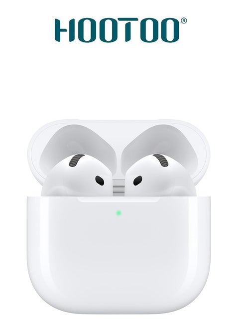 HOOTOO EP-69 earphone bluetooth Earbuds, earphones with Clear and Powerful Sound, Built-in High Definition Microphone for Calls, Pop-up Call (iPhone Only), Long-Lasting Battery. White