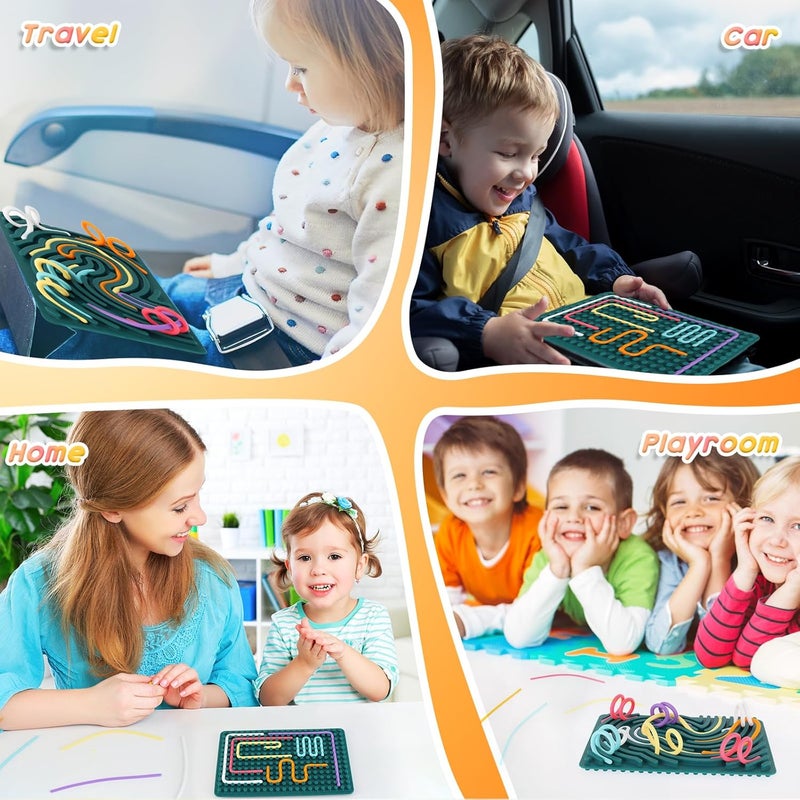 ddLUCK Sensory Activity Board, Silicone Sensory Fidget Game Toys, Double-Sided Sensory Toy for Autism ADHD for Children from 3 Years and Adults, with Travel Bag & 20 Accessories Cords - Image 4