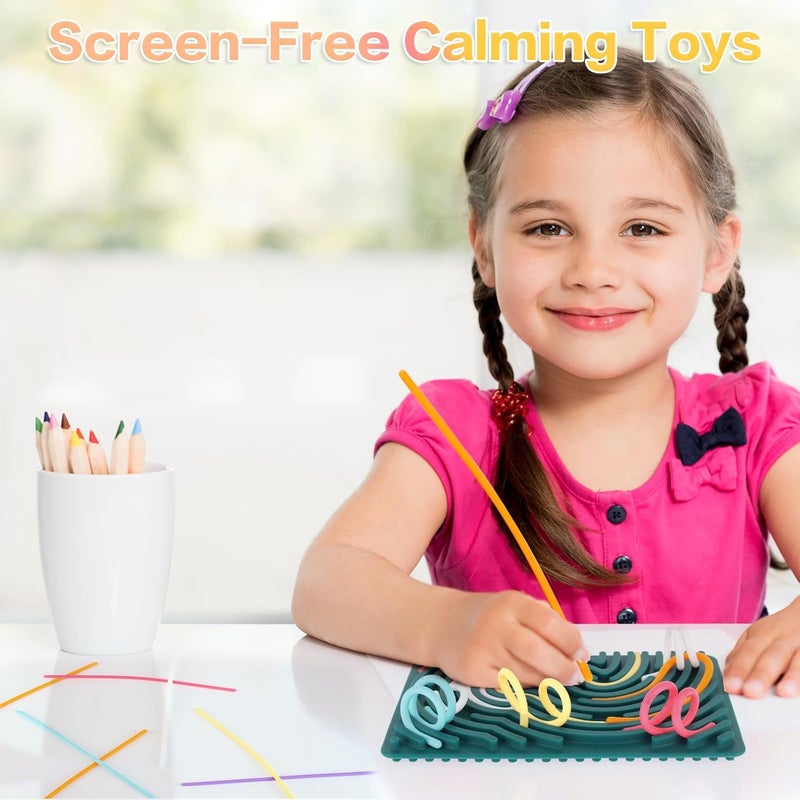 ddLUCK Sensory Activity Board, Silicone Sensory Fidget Game Toys, Double-Sided Sensory Toy for Autism ADHD for Children from 3 Years and Adults, with Travel Bag & 20 Accessories Cords - Image 5