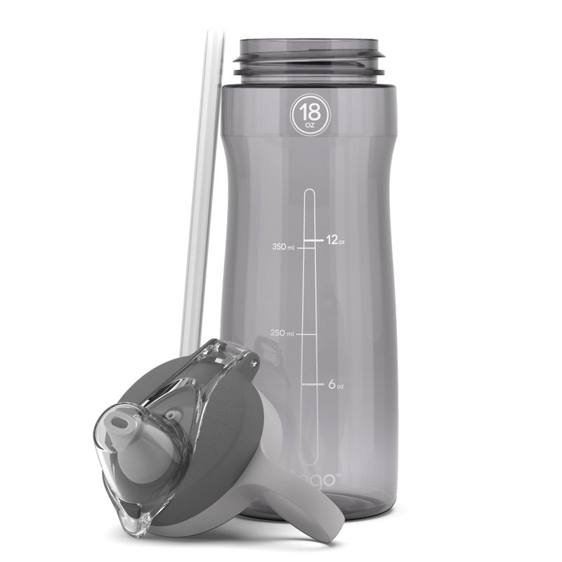 Pogo BPA-Free Tritan Plastic Water Bottle with Soft Straw Lid, 18 Oz, Grey - Image 4