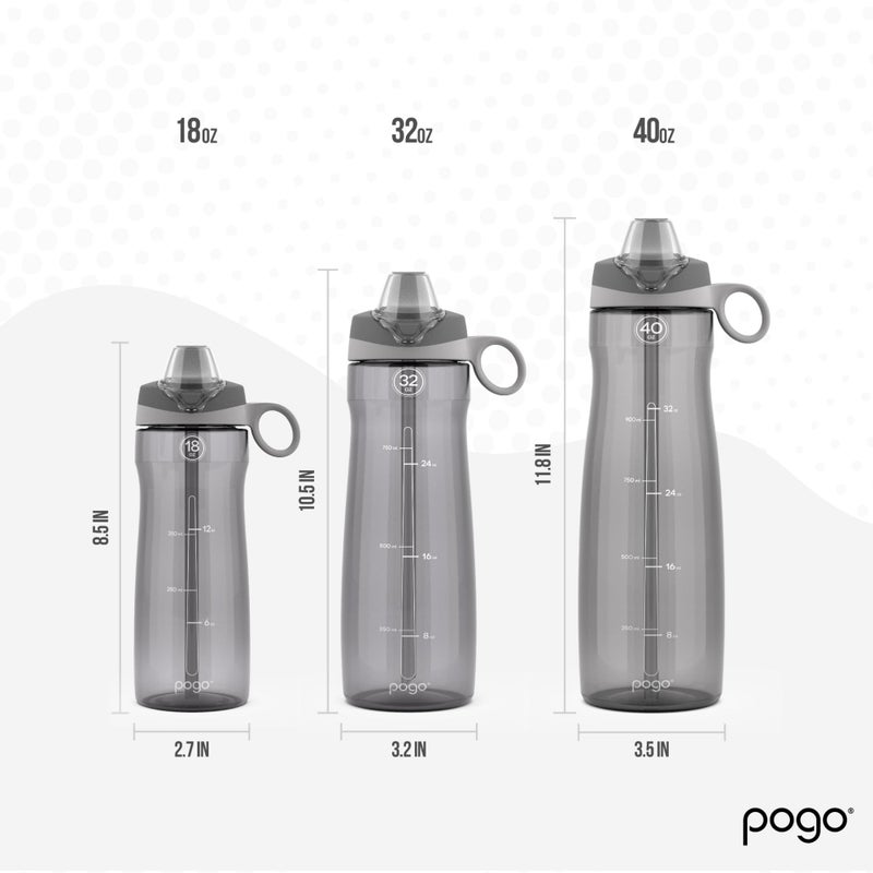 Pogo BPA-Free Tritan Plastic Water Bottle with Soft Straw Lid, 18 Oz, Grey - Image 5