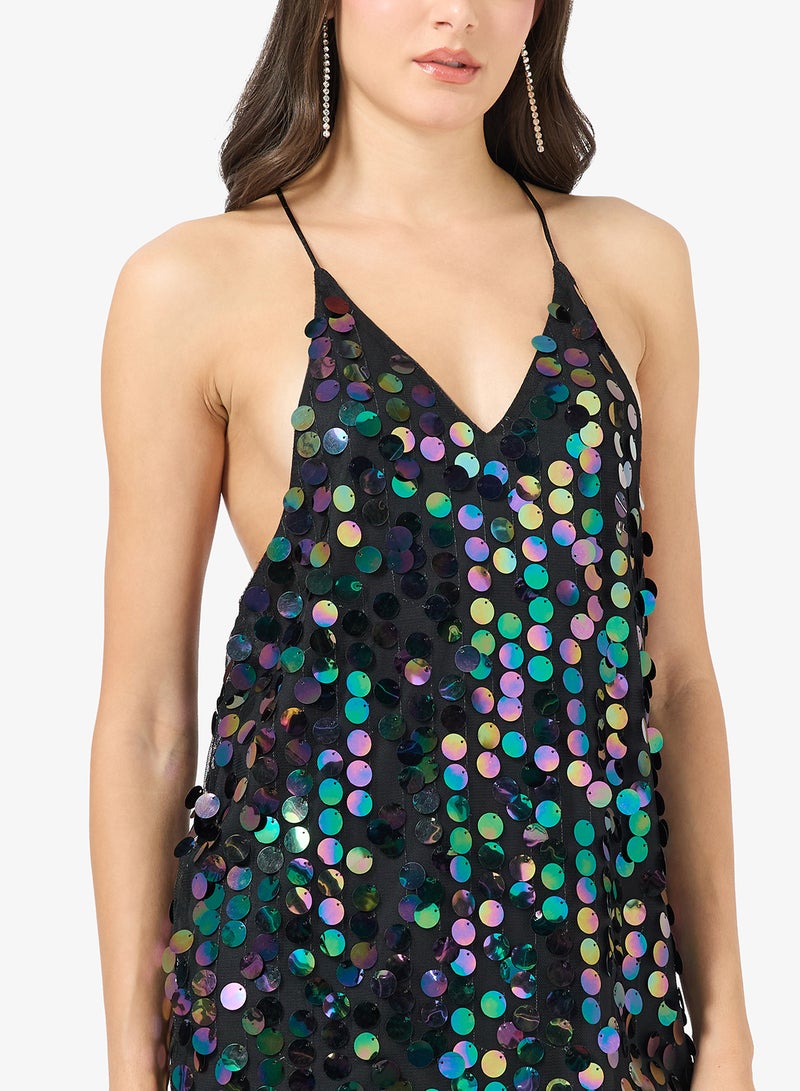 Ginger Strappy Sequin Embellished Evening Dress - Image 3