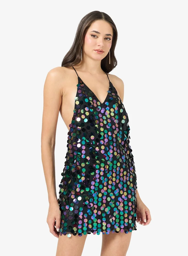 Ginger Strappy Sequin Embellished Evening Dress