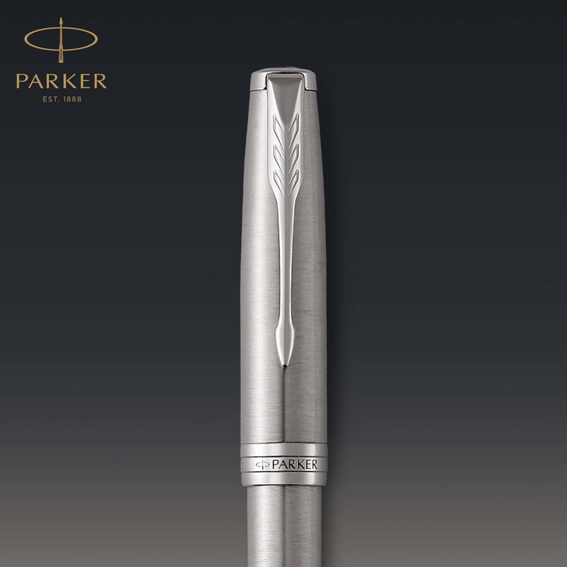 PARKER Sonnet Rollerball Pen, Stainless Steel with Palladium Trim, Fine Point Black Ink (1931511) - Image 5