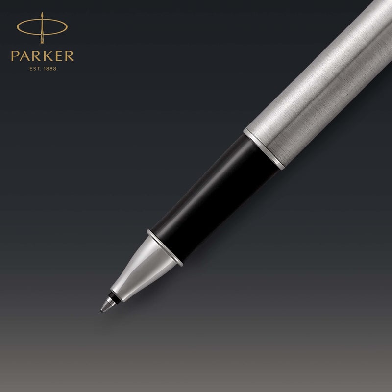 PARKER Sonnet Rollerball Pen, Stainless Steel with Palladium Trim, Fine Point Black Ink (1931511) - Image 4