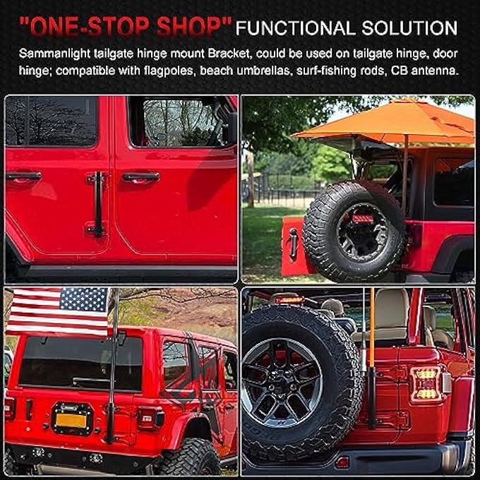 rayihni حامل علم لجيب، حامل عمود العلم JL وحامل عمود العلم مع قاعدة هوائي CB متوافق مع جيب رانجلر JK JKU JL Unlimited 07-23 - Image 3