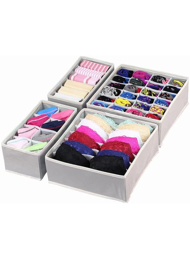ORiTi Underwear Drawer And Closet Organizer Dresser Drawer Divider Organizer For Underwear Scarf Socks Clothes Washable Foldable Nonwoven Cloth Storage Boxes Gray 4 Pcs  - Image 1